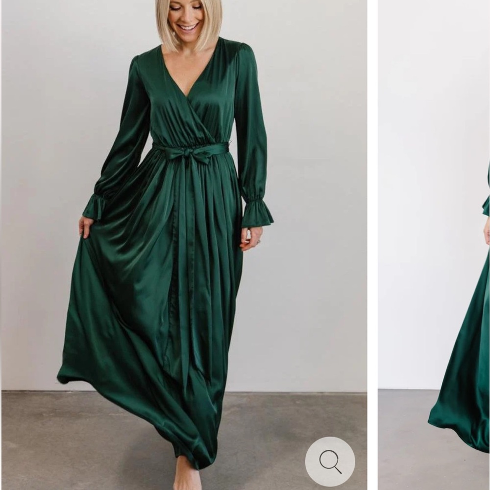 Baltic Born satin maxi dress- emerald green